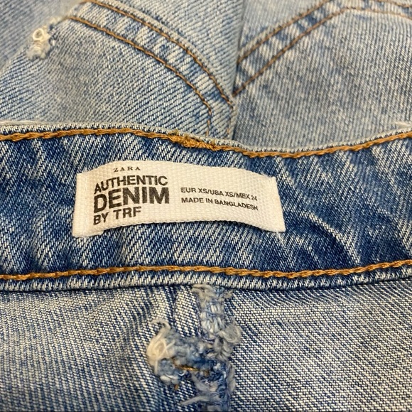 Zara Distressed Mini Denim Skirt Light Wash XS - Picture 6 of 8